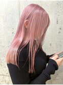 渋谷ピンクベージュカラーペールピンクカラー顔周りレイヤー30代