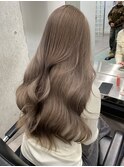 韓国ヘア顔周りレイヤーミルクティーベージュグレージュカラー