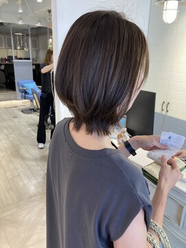 シェノン 赤羽店(CHAINON) くびれボブルフ暗め透明感グレージュダメージレスカラー赤羽