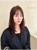 【snuw mina】レイヤーカット/ハッシュカット/ワインレッド/赤