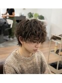 メンズウルフ×スパイラルパーマ｜無造作ウルフレイヤー　青葉台