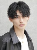 心斎橋シャドウパーマメンズマッシュウルフカット波巻きパーマ