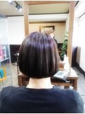 イメチェン　ダークブラウンミニボブ