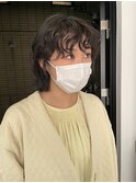 前髪パーマ　外ハネボブ　パーマボブ　ニュアンスパーマ