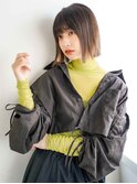 くびレイヤーエモージュ前髪モテベージュレイヤーミディ/吉祥寺