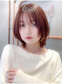 【澤口】黒髪ボブルフネビージュ小顔に見せるワンレン