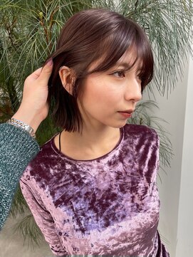 ノラギンザユー(NORA GINZA/U) 顔まわりカットレイヤーボブ後れ毛カット前髪カットラベンダー