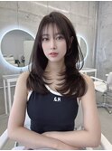 透明感ダークグレージュ/ロングレイヤー/ワンカール/表参道