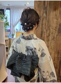 浴衣ヘア　ゆるふわシニヨン