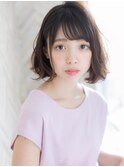 【ROMA】透明感ラベージュ大人かわいいウェーブパーマ小顔ボブ