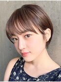 耳かけボブパーマオリーブベージュボブシャギーボブ銀座前髪