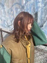 ネイビー グラ ヘアー ストーリー(NAVY gra HAIR STORY) ミディアムレイヤー×ウォームオレンジ