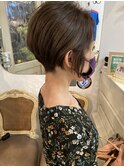 小顔見え似合わせ前下がり丸みハンサムショートヘア梅ヶ丘美容室