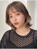ベージュインナーカラーくびれボブ【肥田亜沙美】