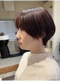 丸みショート/ピンクブラウン