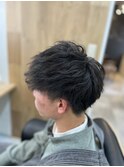 MEN’SHAIR ウルフ アッシュブラックカルマパーマベリーショート