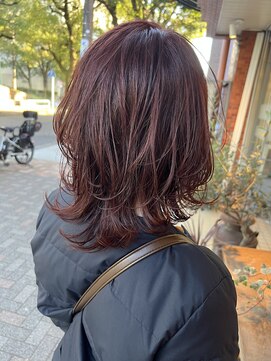 ソワ 四日市(soie) ミディアムレイヤー×ピンクブラウン