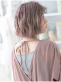 ★ミルクティーピンク大人可愛いゆるふわボブパーマ10代20代★1