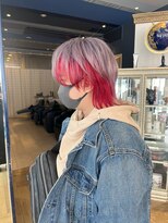 コワファースト 大分(COIFF1RST)&nbsp;インナーレッド！ハイトーンカラーのマッシュウルフスタイル