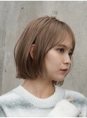 外ハネボブ くびれヘア 切りっぱなし 小顔 オリーブグレー