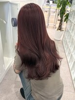 サンクマーケット 渋谷(cinq MARKET)&nbsp;渋谷ブリーチダブルカラーハイトーンワインレッドカラー韓国ヘア