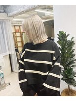 チェレ ブラン 堺東店(Chere brun) ハイトーンカラー×切りっぱなしボブ×ホワイトベージュ