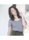 【Lond fleur】グレージュカラーとローライトのミディアム