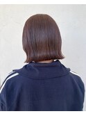 外ハネ 切りっぱなしボブ ブリーチなしダブルカラー