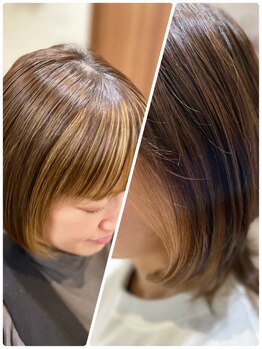 美容室 フルール(fleur)の写真/【村上市】傷みにくいケアブリーチ使用◎話題のポイントカラーや30代～のオトナデザインカラーもオススメ♪