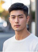 韓国マッシュ スペインカール スパイキーショートブルーブラック