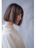 ワンレンボブ/インナーカラー/酸性ストレート/