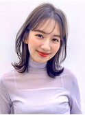 美髪レイヤーカットシースルーバングアプリコットオレンジ