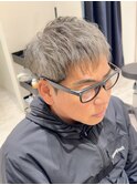 50代40代白髪ぼかしシルバーメッシュバレイヤージュ