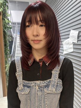 ロックス バイ マグ 松本(rocks BY MAG) ブリーチなし◎ワインレッドミディアムレイヤー透明感