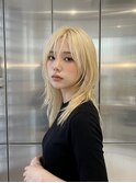レイヤーカットバレイヤージュオリーブグレージュハッシュカット