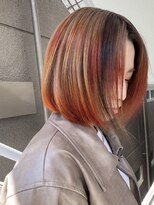 イエナ 渋谷(IENA)&nbsp;暖色ハイライトひし形レイヤーボブデザインサイドポニーテール