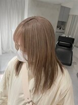 【穂乃華】大人フェミニンミディアム/透明感ハイトーンベージュ