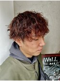 赤髪/スパイラルパーマ/波巻きパーマ/メンズパーマ