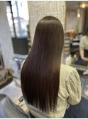 大人可愛い透明感立体感グレージュ×エアストレート