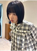 大人ボブ大人ショートボブ切りっぱなしボブ前髪あり前下がりボブ
