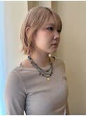 ★ハッシュカットボブレイヤーミルクティーベージュ大人ボブ銀座