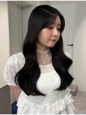 ロングウェーブ／ナチュラルロング／黒髪ロング／小顔ロング