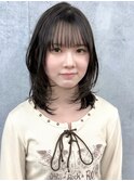 ハッシュカットレイヤーカット韓国風ミディアムレイヤー