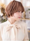 ミルクティーピンクベージュレイヤーショートボブc8川口20代30代