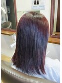 艶感ボルドーブラウン×髪質改善ストレート