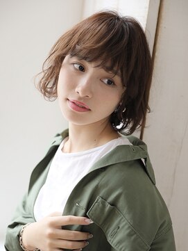 ナック ベース(knack base) Aラインエアリーショートボブ×ウェットスタイル◎20代30代40代