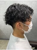 波巻きパーマセンターパートツイストパーマメンズマッシュパーマ