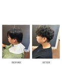 さわやか小顔似合わせメンズカット波巻きパーママッシュショート
