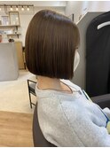 前下がり　ぱつっと　縮毛矯正　ストレートボブ　オリーブカラー
