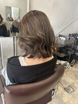 ラボアン 梅田店(lab.em.)&nbsp;オリーブベージュ×ボブスタイル